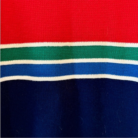 Vintage Claybrooke Mens Red Stripe Green and Blue Ski Sweater size Medium - Picture 4 of 8